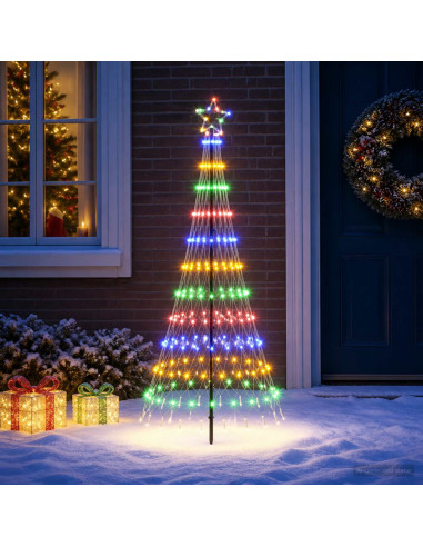 Albero di Natale LED 180 cm 230 LED Multicolore Ferro Nero