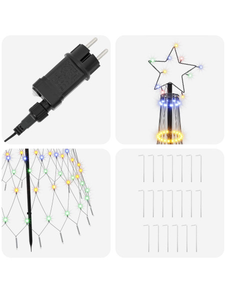 Albero di Natale LED 180 cm 230 LED Multicolore Ferro Nero