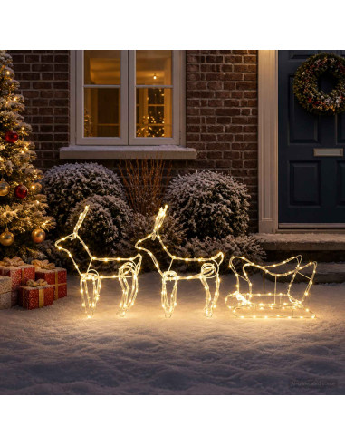 Decorazione natalizia con renna e slitta LOVIISA 240 LED