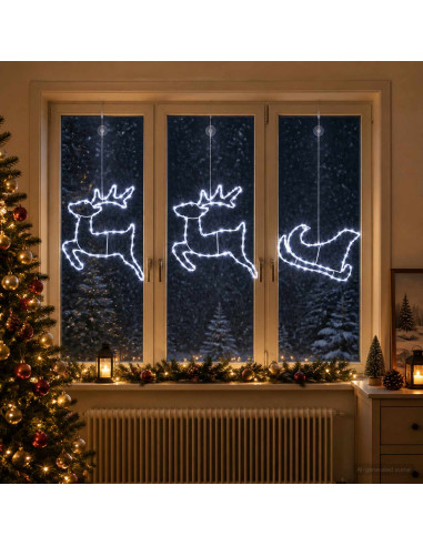 Decorazione natalizia con renna e slitta LOVIISA 180 LED