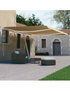 Tenda Automatica con Sensore Vento LED 600x300 cm Gialla Bianca