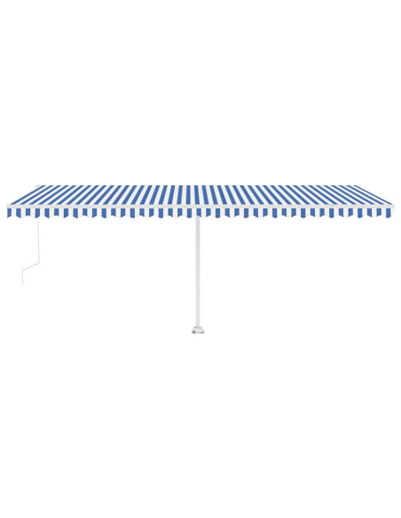 Tenda Automatica con Sensore Vento e LED 600x300 cm Blu Bianca