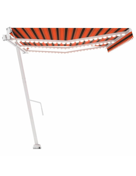 Tenda Automatica Sensore Vento e LED 600x300 cm Arancio Marrone
