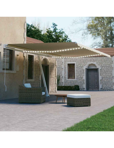 Tenda Automatica con Sensore Vento e LED 600x300 cm Crema