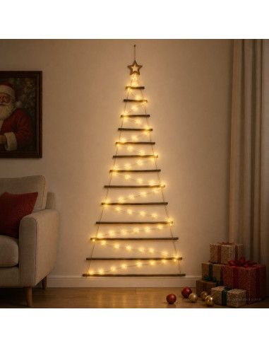 Albero di Natale appeso 180 cm 100 LED Bianco caldo
