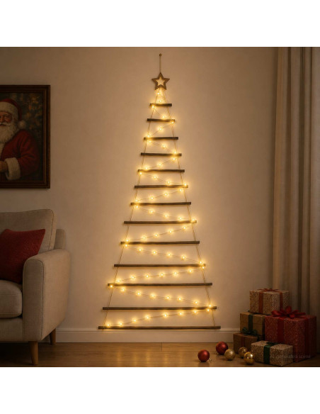 Albero di Natale appeso 180 cm 100 LED Bianco caldo