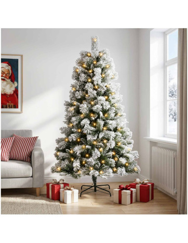 Albero di Natale Artificiale con Rami Pieghevoli 180 cm 300 LED
