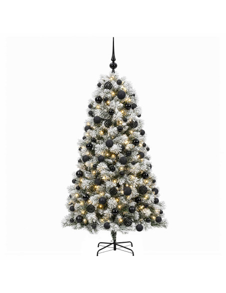 Albero di Natale artificiale con rami snodati e palline 210 cm