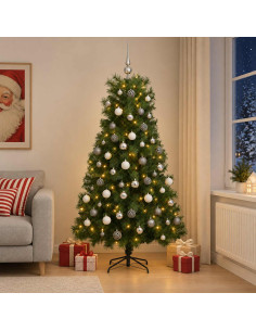 Albero di Natale artificiale con rami snodati e palline 180 cm