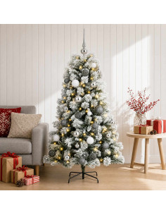 Albero di Natale artificiale con rami snodati e palline 120 cm