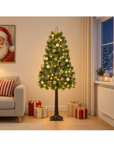 Albero di Natale artificiale con rami snodati e palline 120 cm