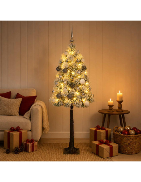 Albero di Natale artificiale con rami snodati e palline 120 cm