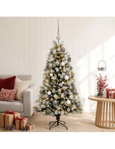 Albero di Natale artificiale con rami snodati e palline 120 cm