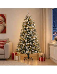 Albero di Natale artificiale con rami snodati e palline 180 cm