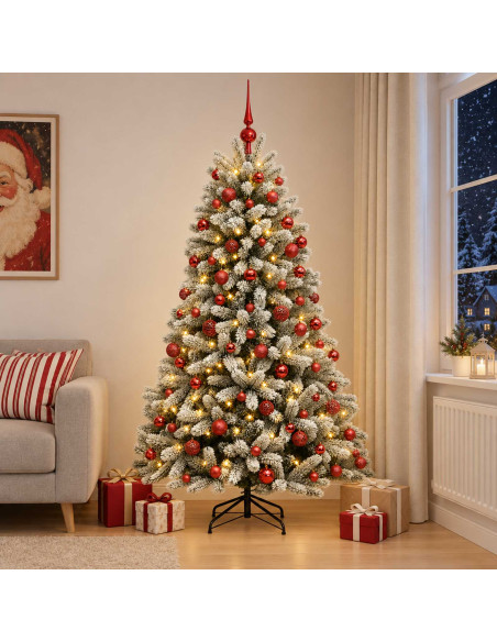 Albero di Natale Artificiale con Palline 180 cm 300 LED