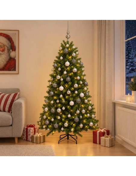 Albero di Natale Artificiale con Palline 240 cm 300 LED
