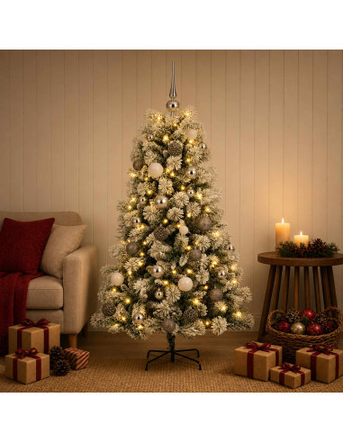 Albero di Natale artificiale con rami snodati e palline 120 cm