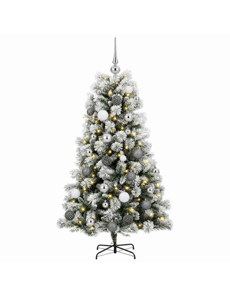 Albero di Natale artificiale con rami snodati e palline 120 cm