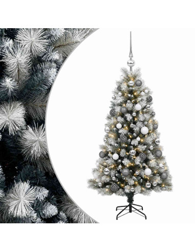 Albero di Natale artificiale con rami snodati e palline 120 cm