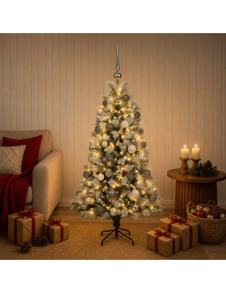 Albero di Natale artificiale con rami snodati e palline 120 cm