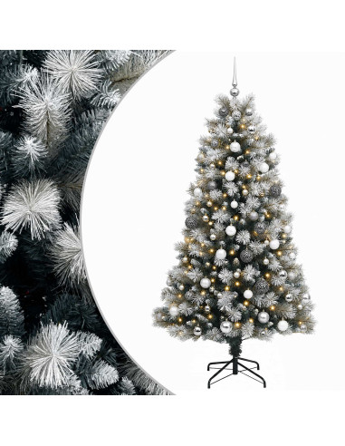 Albero di Natale artificiale con rami snodati e palline 240 cm