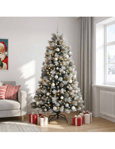 Albero di Natale artificiale con rami snodati e palline 240 cm