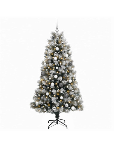 Albero di Natale artificiale con rami snodati e palline 210 cm