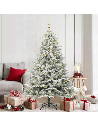 Albero di Natale Artificiale Pre-illuminato con Set di Palline