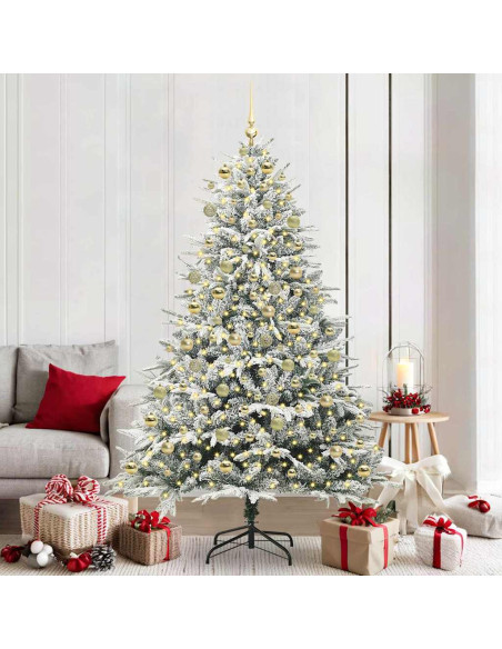 Albero di Natale Artificiale Pre-illuminato con Set di Palline