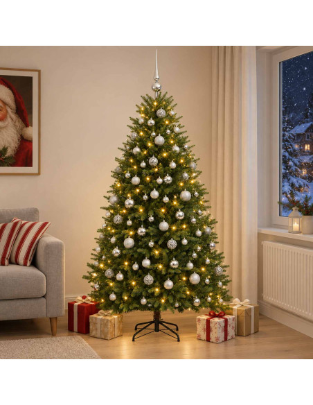 Albero di Natale Artificiale con Palline 240 cm 300 LED