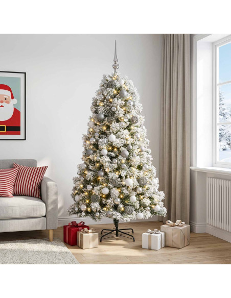 Albero di Natale artificiale con rami snodati e palline 240 cm
