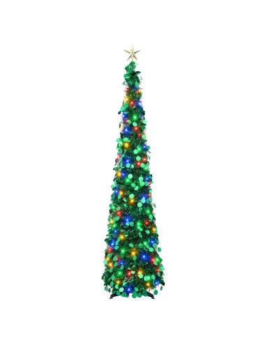 Albero di Natale LED pop-up con stella 120 cm 50 LED PET Verde