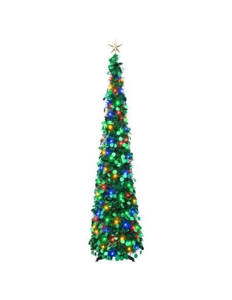 Albero di Natale LED pop-up con stella 120 cm 50 LED PET Verde