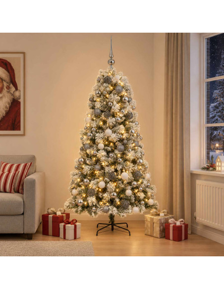Albero di Natale artificiale con rami snodati e palline 240 cm