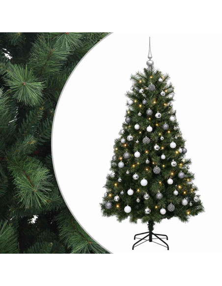Albero di Natale artificiale con rami snodati e palline 150 cm