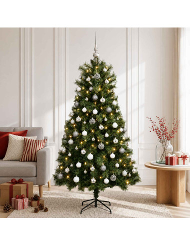 Albero di Natale artificiale con rami snodati e palline 120 cm