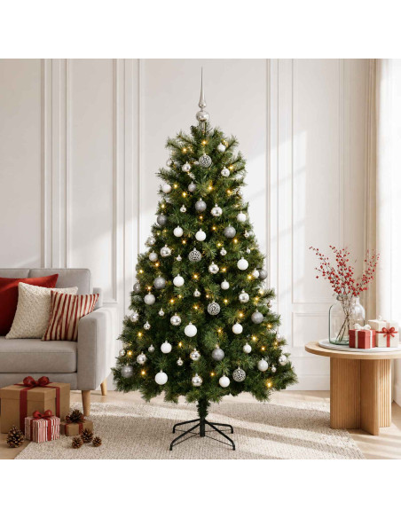 Albero di Natale artificiale con rami snodati e palline 120 cm