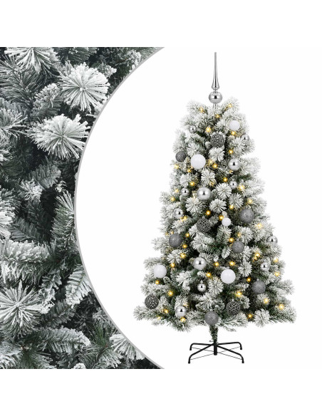 Albero di Natale artificiale con rami snodati e palline 150 cm