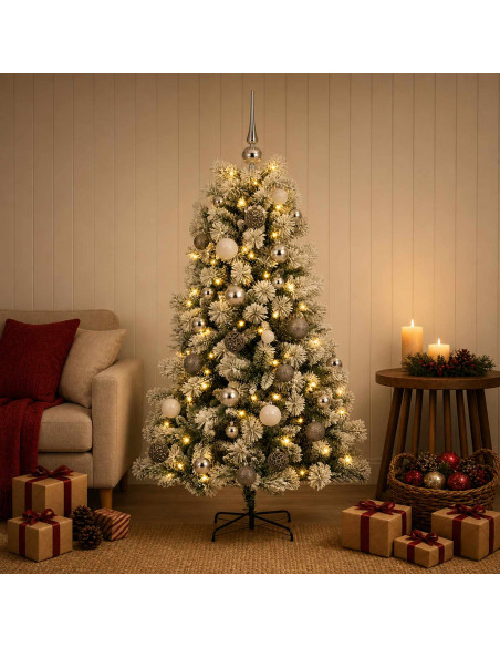 Albero di Natale artificiale con rami snodati e palline 150 cm