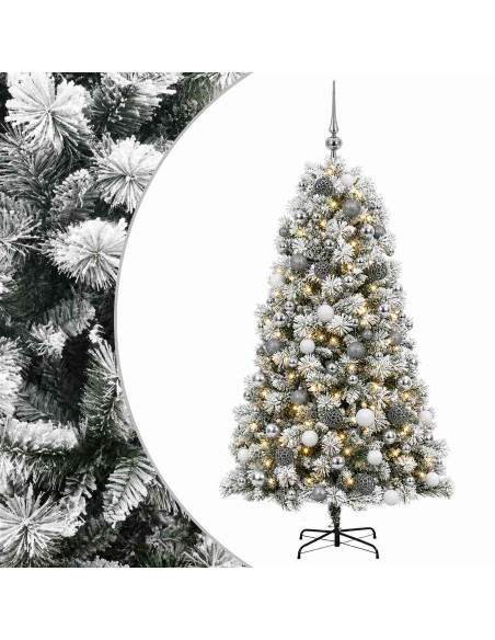 Albero di Natale artificiale con rami snodati e palline 210 cm