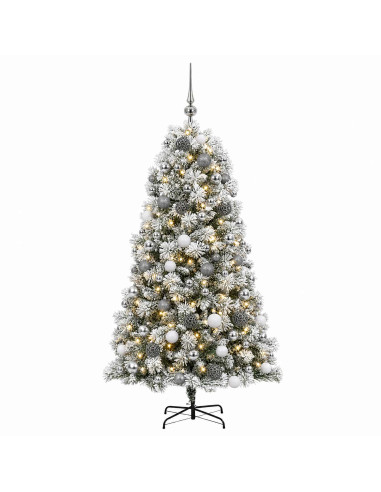 Albero di Natale artificiale con rami snodati e palline 210 cm