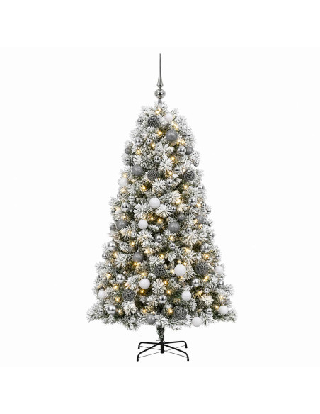 Albero di Natale artificiale con rami snodati e palline 210 cm