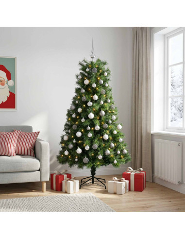 Albero di Natale artificiale con rami snodati e palline 240 cm