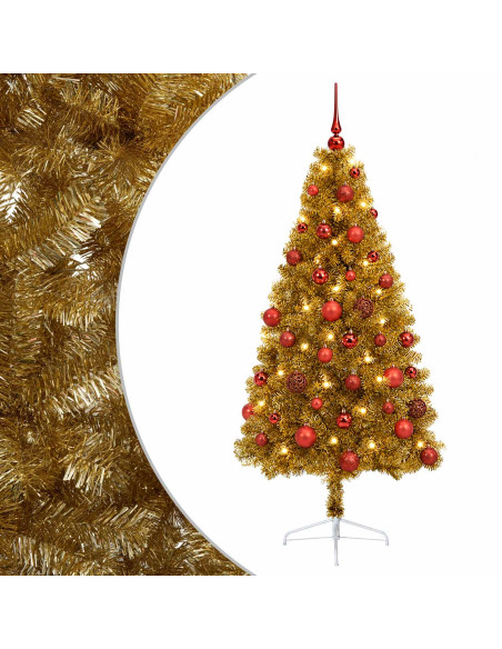 Albero di Natale artificiale con palline 150 cm 150 LED