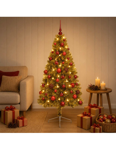 Albero di Natale artificiale con palline 150 cm 150 LED
