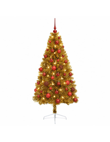 Albero di Natale artificiale con palline 150 cm 150 LED