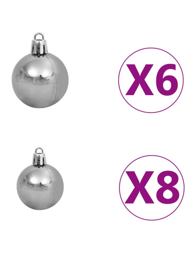 Albero di Natale Preilluminato con Palline Argento 150 cm PET