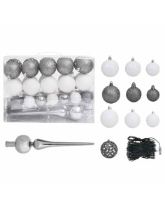 Albero di Natale Preilluminato con Palline Argento 150 cm PET 2