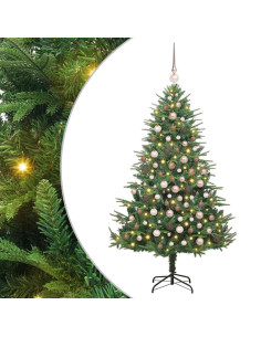 Albero di Natale Artificiale Pre-illuminato con Set di Palline