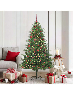 Albero di Natale Artificiale Pre-illuminato con Set di Palline